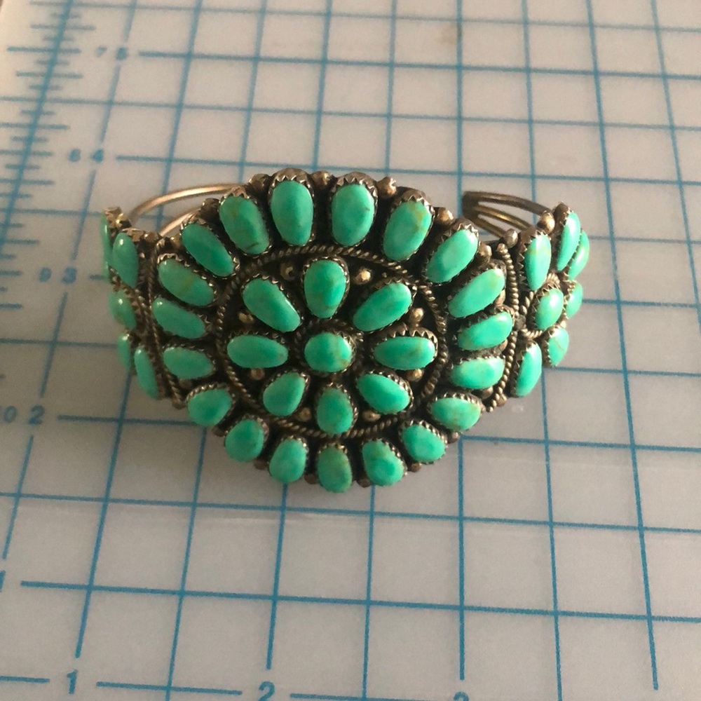 Signed turquoise and sterling cuff bracelet